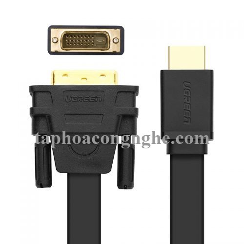 Ugreen 30140 10M màu Đen Cáp chuyển đổi HDMI sang DVI 24 + 1 thuần đồng cáp dẹt HD106 30030140